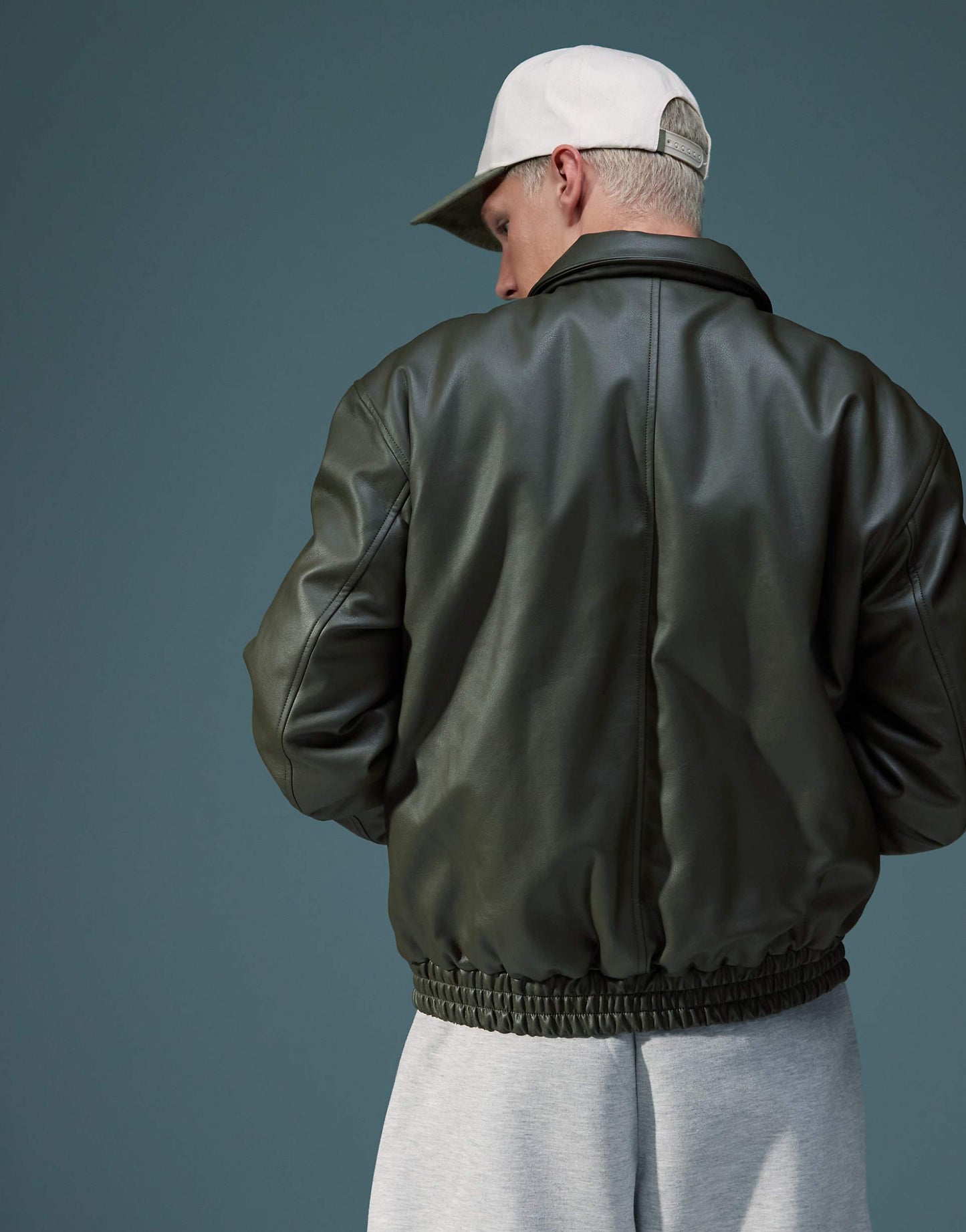 MONARCH FAUX LEATHER WADDED HARRINGTON JACKET | FORREST GREEN