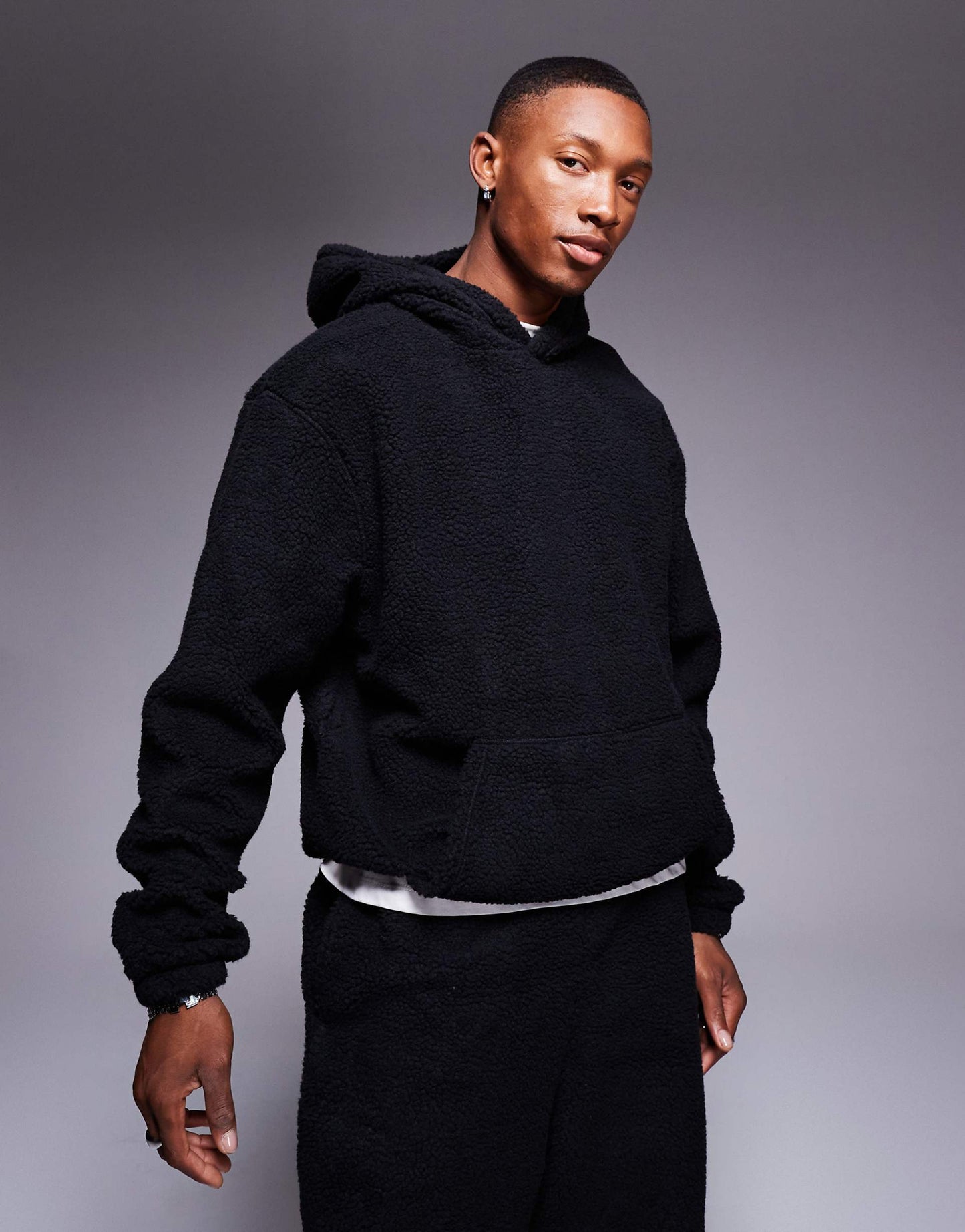 MONARCH OVERSIZED BORG HOODIE | STRAIGHT BLACK