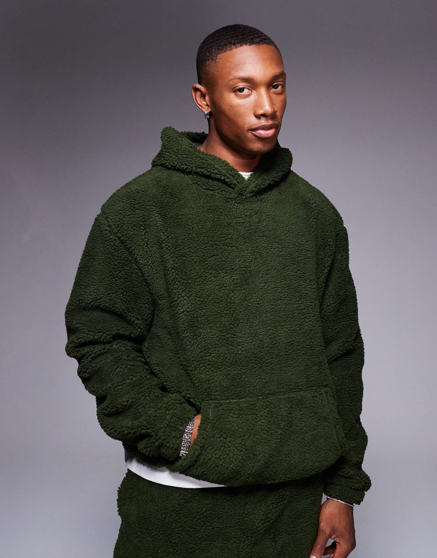 MONARCH OVERSIZED BORG HOODIE | FORREST GREEN