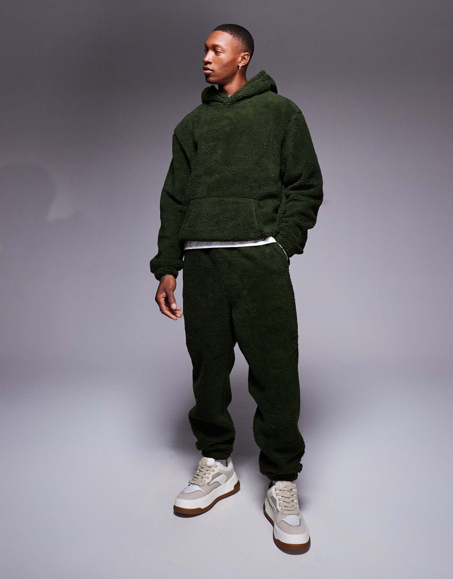 MONARCH OVERSIZED BORG HOODIE | FORREST GREEN