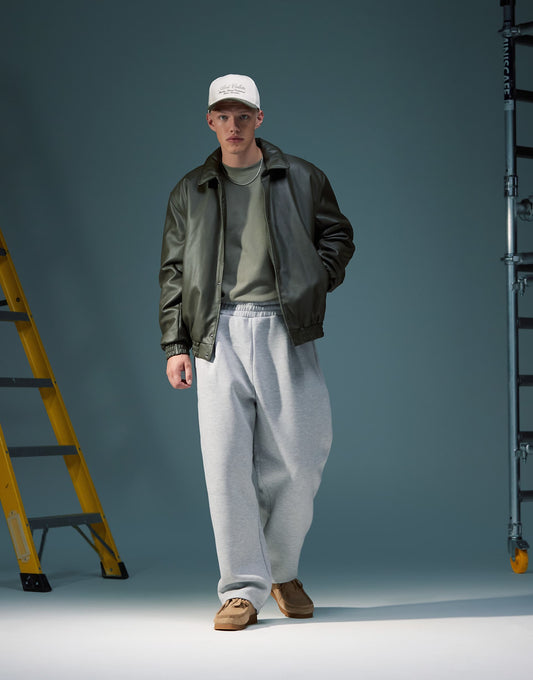 MONARCH FAUX LEATHER WADDED HARRINGTON JACKET | FORREST GREEN